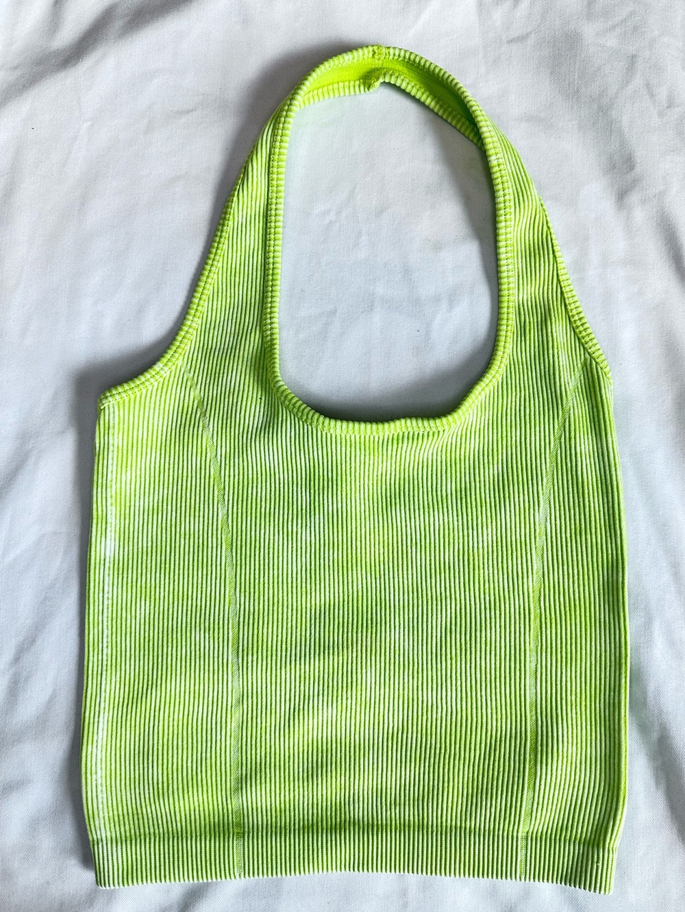 American Eagle Ribbed Seamless Crop Tank Bralette Neon Lime Green XS/S